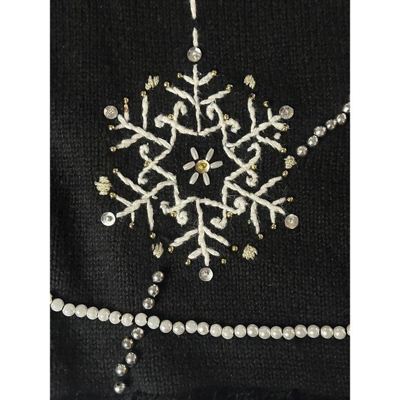 Design Originals Studio Joy Christmas Sweater Vest Holiday Black Snowflakes XL - Picture 9 of 12